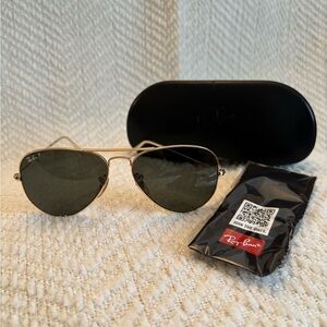 Ray-Ban Gold Aviator Polarized Sunglasses